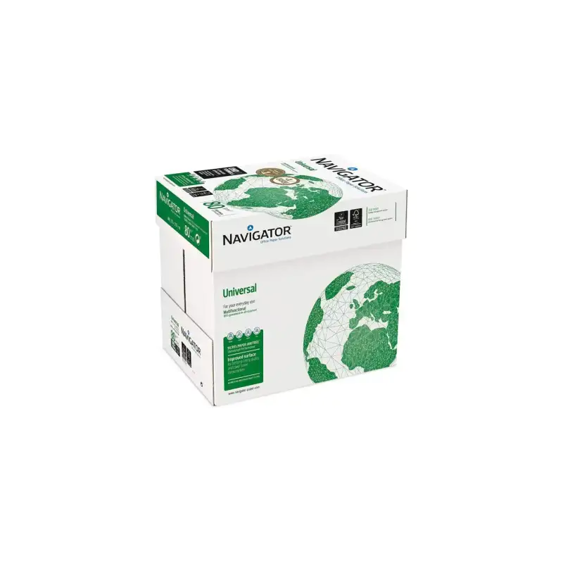(108805) NAVIGATOR PAPEL UNIVERSAL DIN A4 80GR PAQUETE 500H BLANCO -CAJA 5 UD- *** MAS DE 7 CAJAS SE PALETIZA,  SERVICIO PUER...