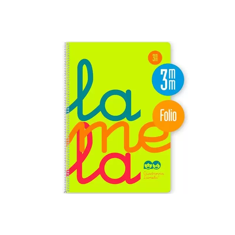 (7FTP003A) LAMELA CUADERNO ESPIRAL 80H FOLIO 90GR CUADROVÍA 3MM C/MARGEN CUBIERTA PP AMARILLO FLUORESCENTE