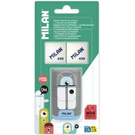 (BYM10140ALN) MILAN AFILABORRA COMPACT ALIENS + 2 GOMAS DE RECAMBIO BLÍSTER