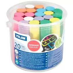 (247120) MILAN TIZAS ANTIPOLVO MAXI CARBONATO CÁLCICO COLORES SURTIDOS BOTE 20 UD