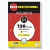 (21810) PACSA RECAMBIO 120H A4 90GR 4X4MM 4 TALADROS PAPEL EXTRA