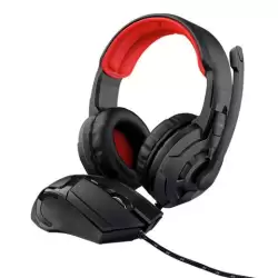 (24761) TRUST BUNDLE BASICS SET DE GAMING 2 EN 1 AURICULARES Y RATÓN CABLE USB NEGRO