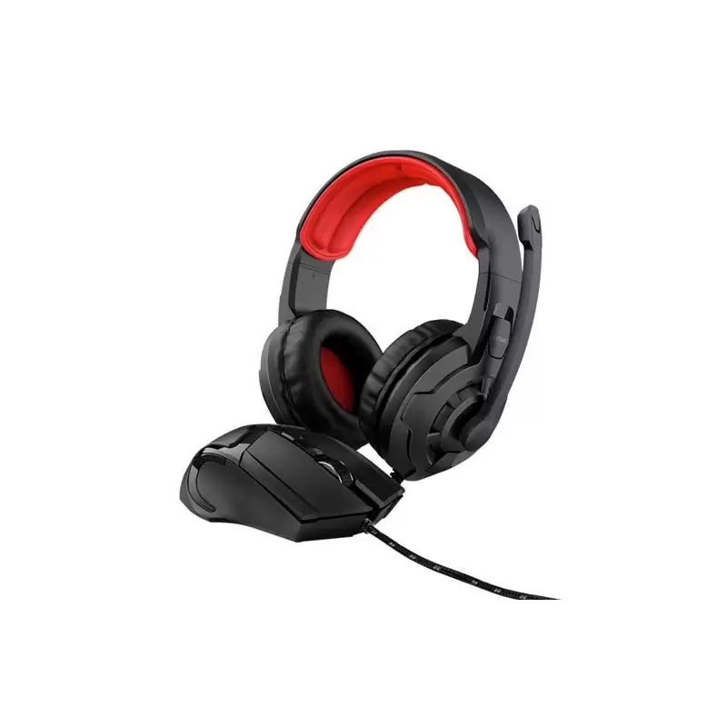 (24761) TRUST BUNDLE BASICS SET DE GAMING 2 EN 1 AURICULARES Y RATÓN CABLE USB NEGRO