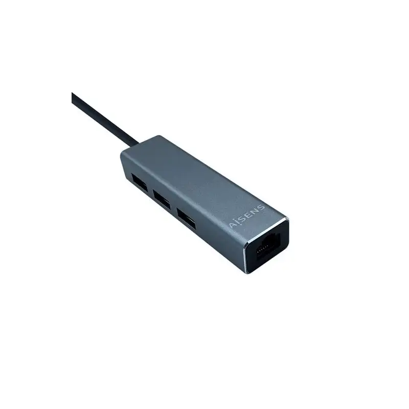 (A106-0401) AISENS CONVERSOR USB 3.0 A ETHERNET GIGABIT 10/100/1000 MBPS + HUB 3XUSB3.0 GRIS 15CM