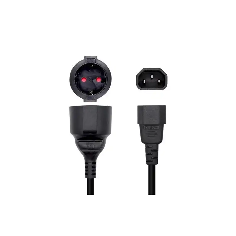 (A132-0467) AISENS CABLE ALIMENTACIÓN 16A ADAPTADOR PARA SAIS C14/M A CEE7/H 25CM NEGRO