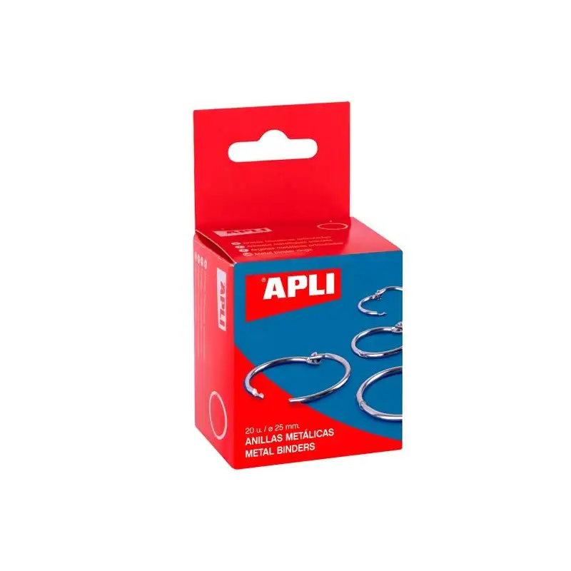 (00452) APLI ANILLAS METÁLICAS ARTICULADAS Ø25MM CAJA 20 UD NIQUELADAS