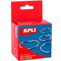 (00454) APLI ANILLAS METÁLICAS ARTICULADAS Ø38MM CAJA 20 UD NIQUELADAS