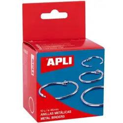 (00455) APLI ANILLAS METÁLICAS ARTICULADAS Ø51MM CAJA 10 UD NIQUELADAS