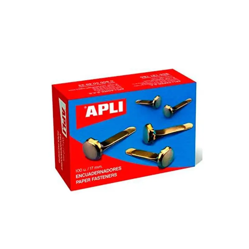 (12284) APLI ENCUADERNADORES METÁLICOS SIN ARANDELA DORADOS 17MM - 100UD-