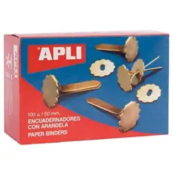 (12288) APLI ENCUADERNADORES METÁLICOS CON ARANDELA DORADOS 50MM - 100UD-