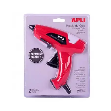 (13942) APLI PISTOLA DE SILICONA CALIENTE NEGRO 40W + 2 BARRAS
