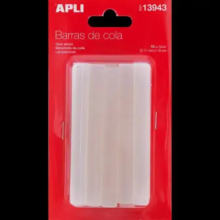 (13943) APLI BARRAS DE COLA PARA PISTOLA DE TERMOFUSIBLE TRANSPARENTES Ø11MM X 10CM -10U-