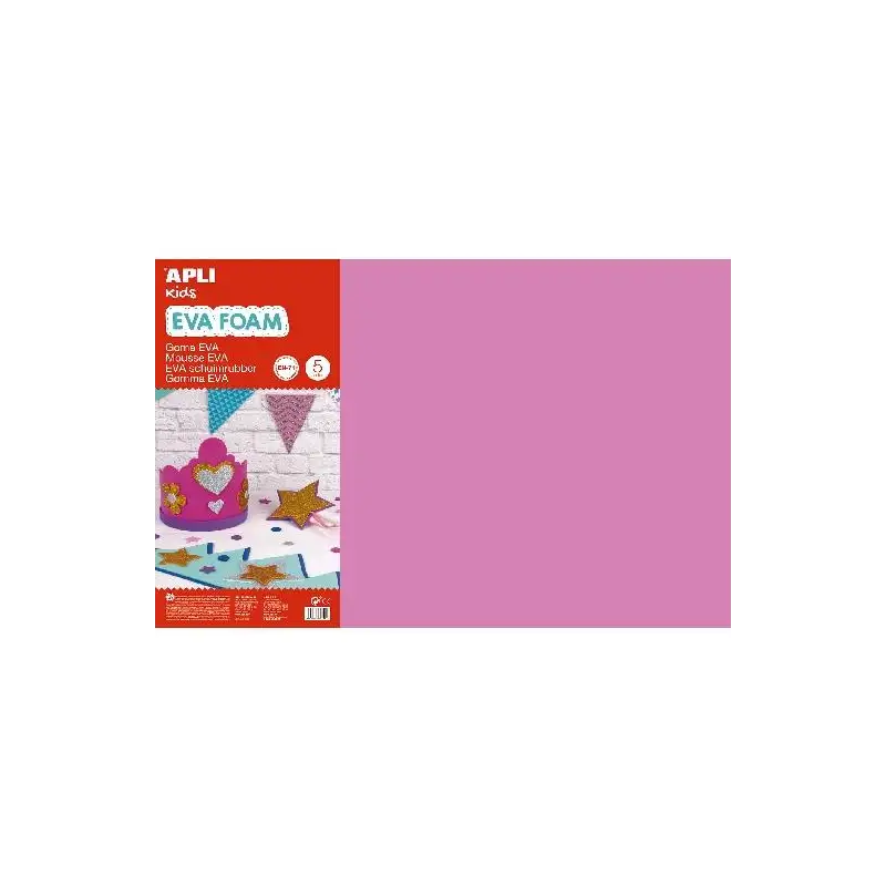 (12757) APLI GOMA EVA 40X60CM GROSOR 2MM ROSA PACK 5 UD