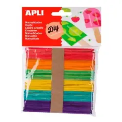 (13064) APLI PALOS DE POLO DE MADERA 114X10MM COLORES SURTIDOS -BOLSA 50U-