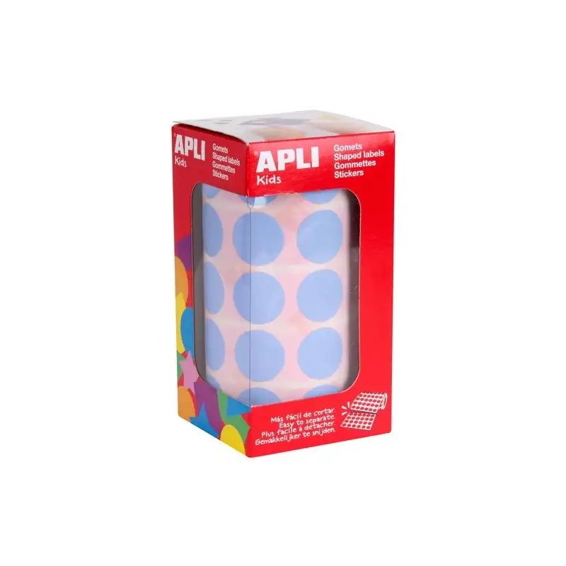 (16723) APLI GOMETS REDONDOS 20MM ROLLO AZUL CLARO -ROLLO 1.770 UNIDADES-