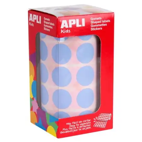 (16723) APLI GOMETS REDONDOS 20MM ROLLO AZUL CLARO -ROLLO 1.770 UNIDADES-