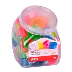 (18146) APLI CINTA ADHESIVA TRANSPARENTE ROLLO 19MM X 20M EXPOSITOR 50 UD C/SURTIDOS FLUORESCENTES