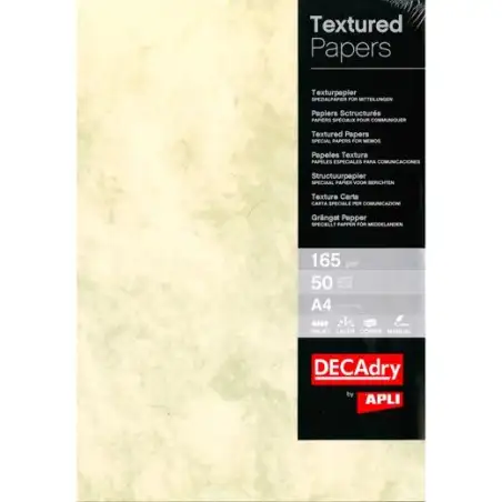 (PCL1682) APLI PAPEL TEXTURA MÁRMOL A4 165GR PACK 50H MARRÓN