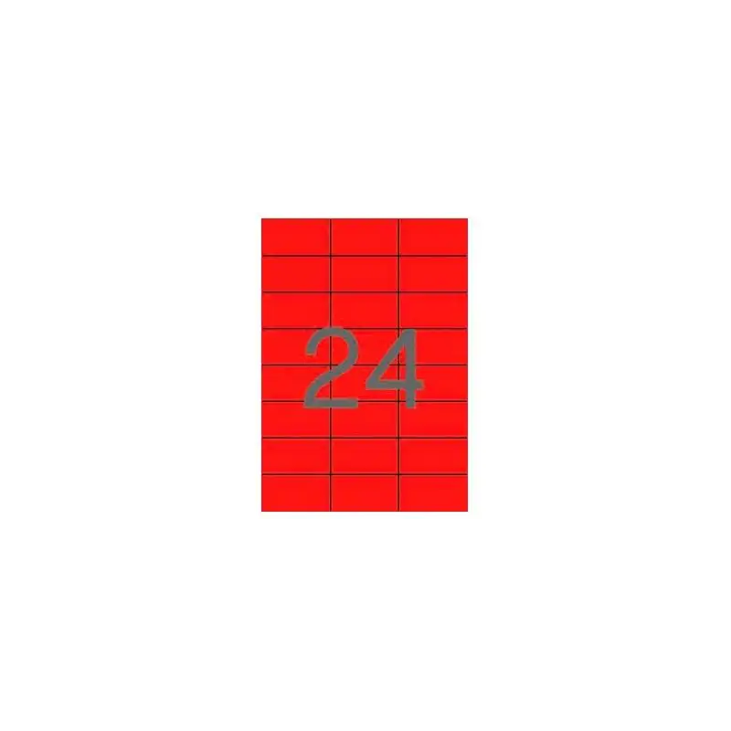 (01593) APLI ETIQUETAS ADHESIVAS 70X37MM INKJET/LÁSER C/RECTOS 24 X 20H ROJO