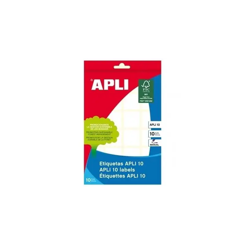 (01633) APLI ETIQUETAS ADHESIVAS 8X20MM ESCRITURA MANUAL C/ROMOS 70 X 10H BLANCO