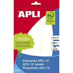(01640) APLI ETIQUETAS ADHESIVAS 19X27MM ESCRITURA MANUAL C/ROMOS 25 X 10H BLANCO