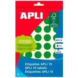 (02745) APLI ETIQUETAS ADHESIVAS CIRCULARES Ø19MM ESCRITURA MANUAL 40 X 8H VERDE