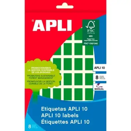 (02753) APLI ETIQUETAS ADHESIVAS 12X18MM ESCRITURA MANUAL C/ROMOS 56 X 8H VERDE