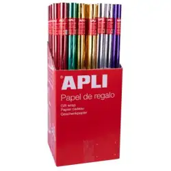 (13643) APLI PAPEL DE REGALO METALIZADO ROLLO 70CM X 2M COLORES SURTIDOS