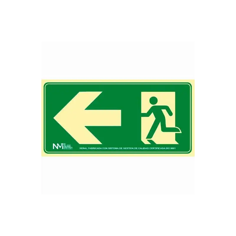(6170-17H VE) ARCHIVO 2000 SEÑAL "SALIDA DE EMERGENCIA IZQUIERDA" 160X320 PVC VERDE