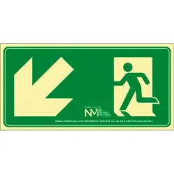 (6170-19H VE) ARCHIVO 2000 SEÑAL "EVACUAR ESCALERA ABAJO IZQUIERDA" 320X160MM PP 700 MICRAS VERDE