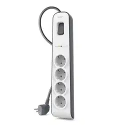 (BSV400VF2M) BELKIN REGLETA DE PROTECCION CONTRA SOBRETENSIONES CON 4 TOMAS BOTÓN DE APAGADO Y ENCENDIDO 2 METROS BLANCO/GRIS