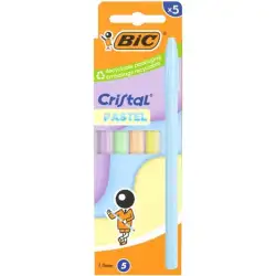 (302561) BIC BOLÍGRAFO CRISTAL PASTEL 1.0MM COLORES SURTIDOS BLÍSTER 5 UD
