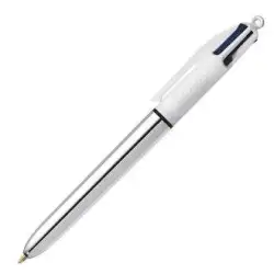 (982873) BIC BOLÍGRAFO 4 COLORES SHINE SILVER CUERPO BLANCO/PLATEADO CAJA 12 UD