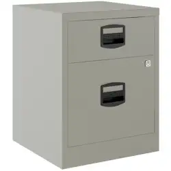 (PFAM1S1F-V7) BISLEY CAJONERAS METALICAS 1 CAJÓN PERSONAL + 1 CAJÓN ARCHIVO A4 MÓVIL FONDO 40CM GRIS ( MONTADO)