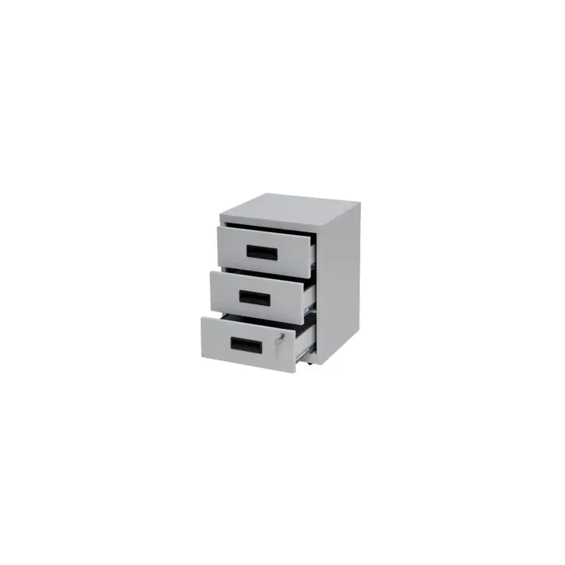 (PFAM3S-V7) BISLEY CAJONERA METÁLICA 3 CAJONES 40X51X40 CM (ANCHO X ALTO X FONDO) CON RUEDAS GRIS (MONTADO)