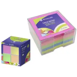 (325066) BISMARK TACO DE NOTAS 400H 75X75 CON CAJA COLORES NEÓN