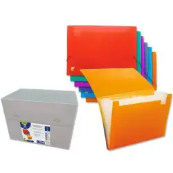 (541600) BISMARK CARPETA FUELLE ACORDEÓN 12 C/GOMA A4 PP TRANSPARENTE C/SURTIDOS