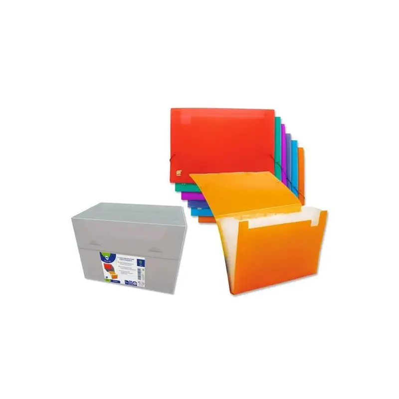 (541600) BISMARK CARPETA FUELLE ACORDEÓN 12 C/GOMA A4 PP TRANSPARENTE C/SURTIDOS