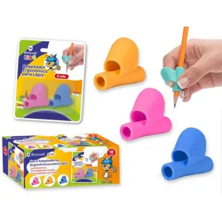 (328428) BISMARK ADAPTADOR DE LAPICERO PARA APRENDIZAJE C/SURTIDOS -SET DE 2-