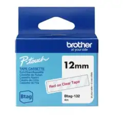 (BTAG132) BROTHER CINTA DOMÉSTICA BTAG ROJO SOBRE TRANSPARENTE - PTN10