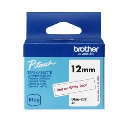 (BTAG232) BROTHER CINTA DOMÉSTICA BTAG ROJO SOBRE BLANCO - PTN10