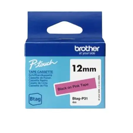 (BTAGP31) BROTHER CINTA DOMÉSTICA BTAG NEGRO SOBRE ROSA - PTN10