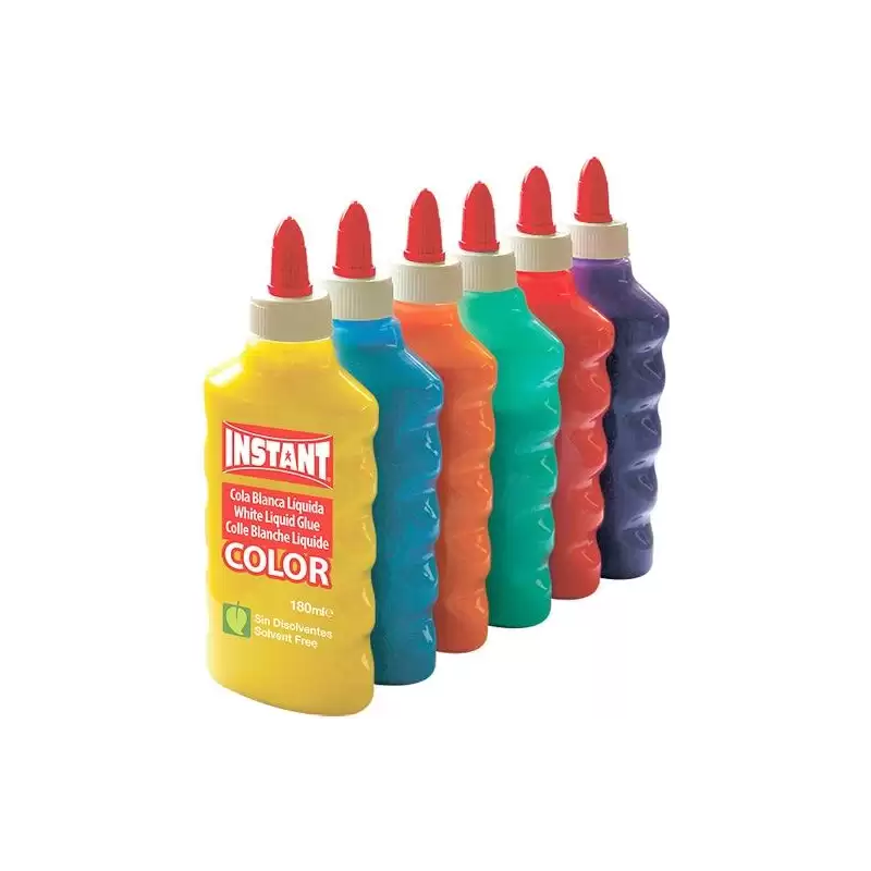 (14391) INSTANT COLA BLANCA DE COLOR PARA DECORACIÓN BOTELLA 180ML C/SURTIDOS