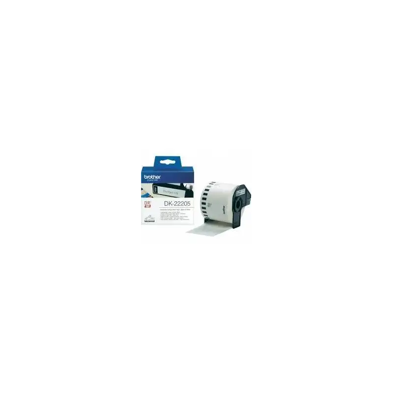 (DK22205) BROTHER CINTA CONTINUA DE PAPEL TÉRMICO ADHESIVO - BLANCO - 62MMX30