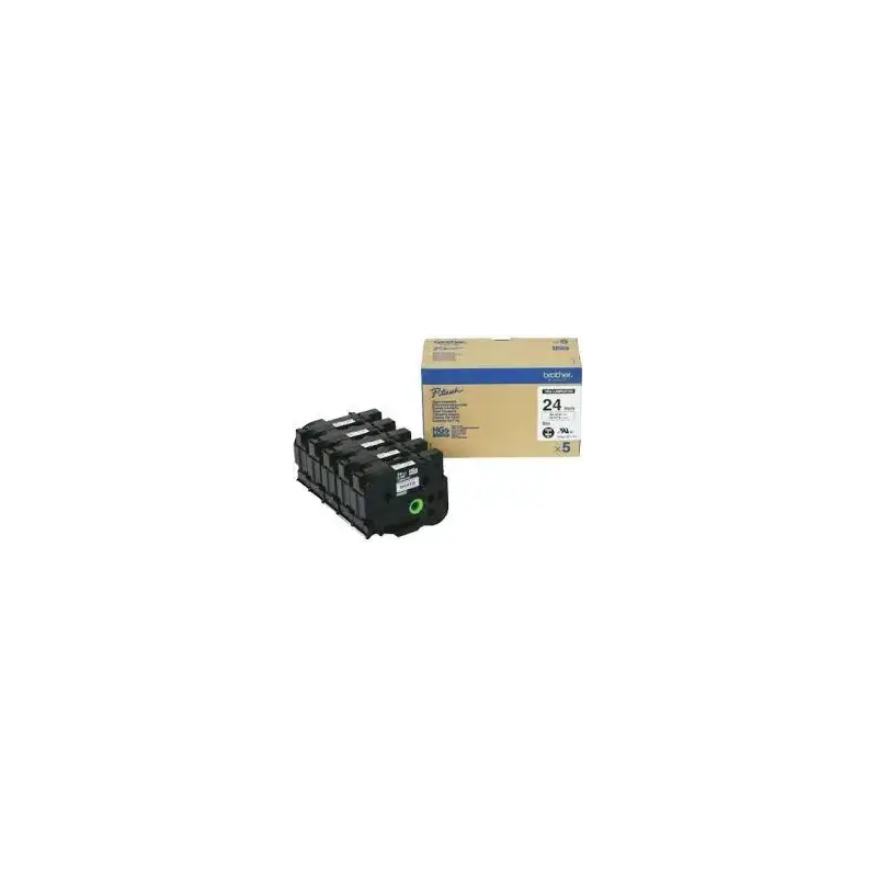 (HGE251V5) BROTHER CINTA HGE ALTA CALIDAD TEXTO NEGRO SOBRE BLANCO 24MMX8M (CAJA 5UDS)