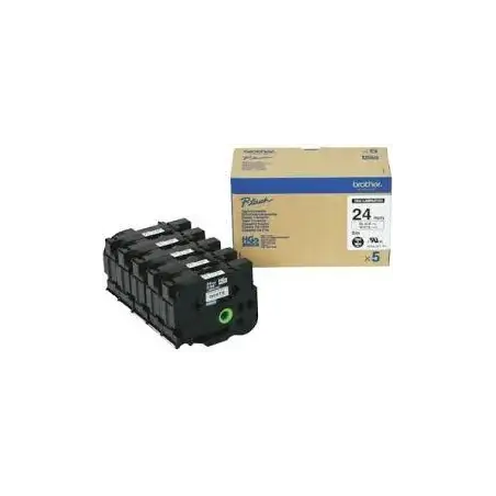 (HGE251V5) BROTHER CINTA HGE ALTA CALIDAD TEXTO NEGRO SOBRE BLANCO 24MMX8M (CAJA 5UDS)
