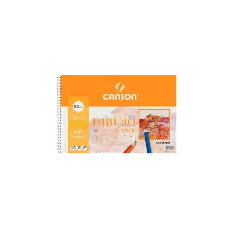 (C200400694) CANSON BLOC DIBUJO BASIK ESPIRAL 20H A3+ 150GR MICROPERFORADO PACK 10 UD BLANCO NATURAL