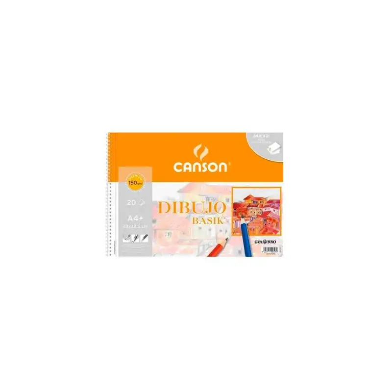 (C200400695) CANSON BLOC DIBUJO BASIK ESPIRAL 20H A4+ 150GR MICROPERFORADO PACK 10 UD BLANCO NATURAL