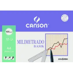 (C200406323) CANSON MINIPACK DIBUJO BASIK 12 HOJAS MILIMETRADO 100 GR. 21X29