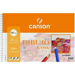 (C400110485) CANSON BLOC DIBUJO BASIK ESPIRAL 20H+20% GRATIS A4+ 130GR MICROPERFORADO C/RECUADRO BLANCO NATURAL -10U-